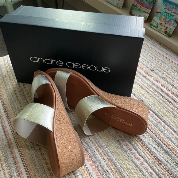 André Assous Gwenn Two Tone Metallic Cork Wedges Size 8 M - Picture 8 of 11